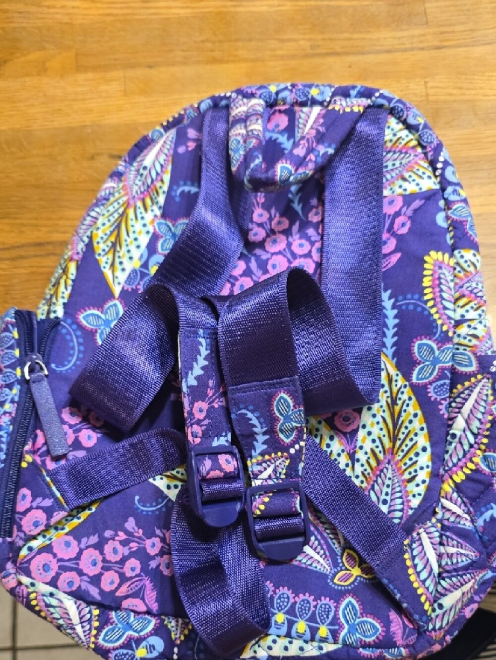 VERA  BRADLEY Quilted Purple Floral Backpack - Women's Bag - Picture 2 of 5
